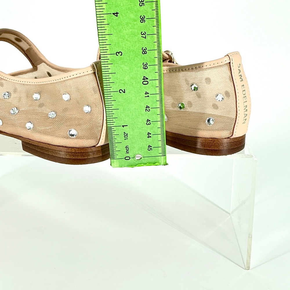 Sam Edelman Size 8.5 Mesh Crystal Mary Jane Flats Nude Beige Rhinestone Michaela - Picture 5 of 14